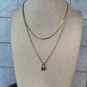 Gold Heart Pendant Layered Necklace